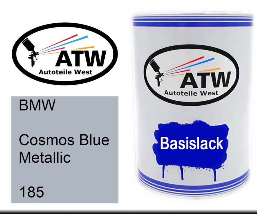 BMW, Cosmos Blue Metallic, 185: 500ml Lackdose, von ATW Autoteile West.